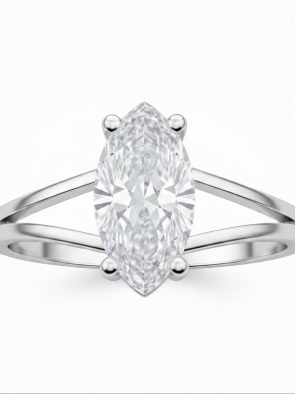 Marquise Solitaire Split-Shank Ring size 6,5